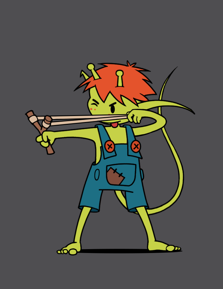 Зеленый с рогаткой