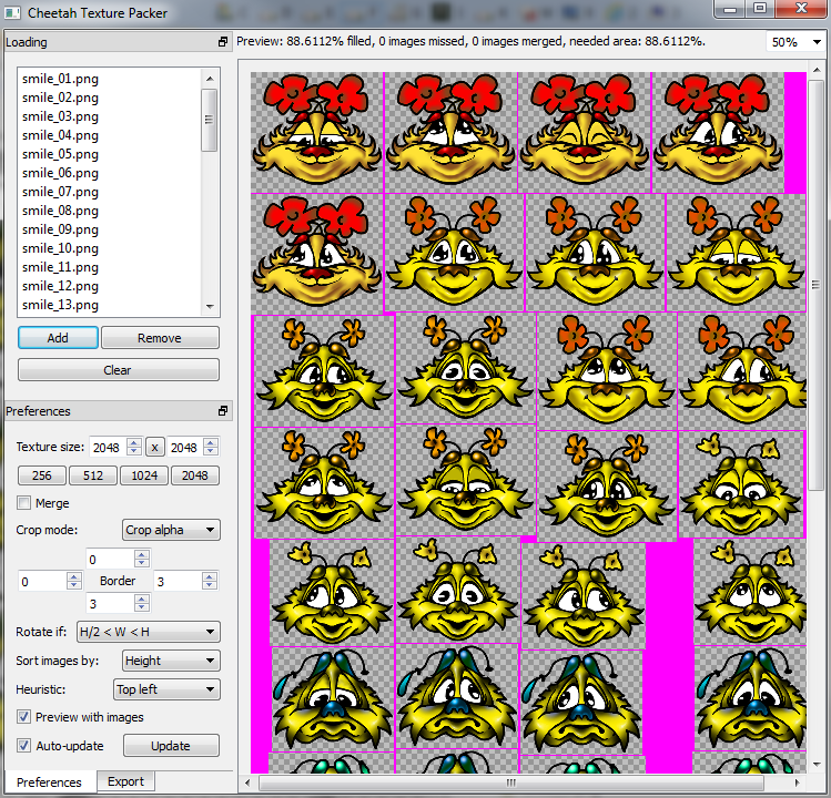 Вид программы Cheetah Texture Packer